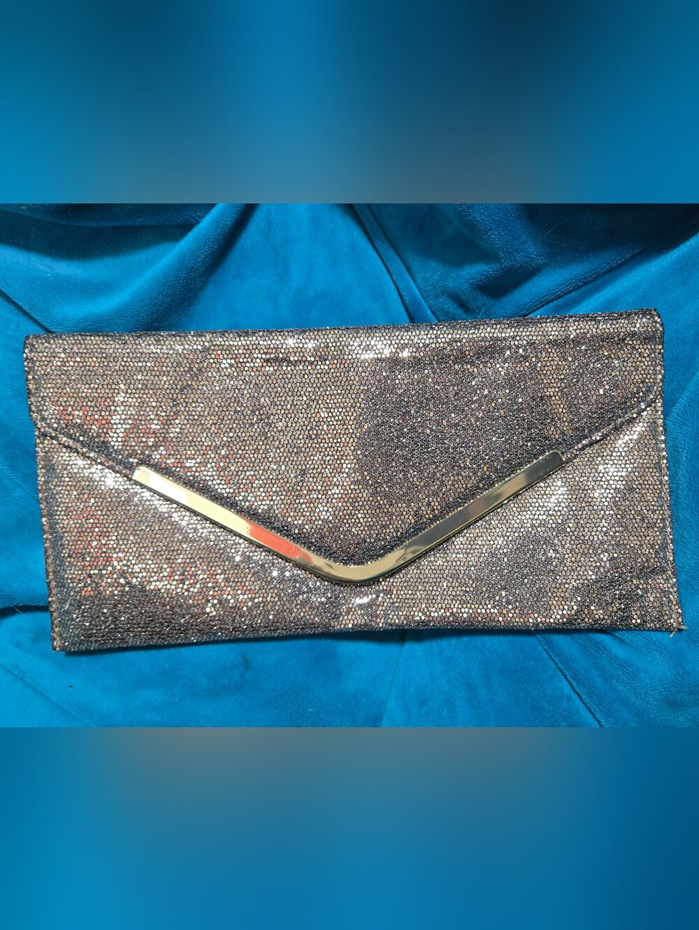 Nordstrom Gold Sequin Envelope Clutch with Gold Accent